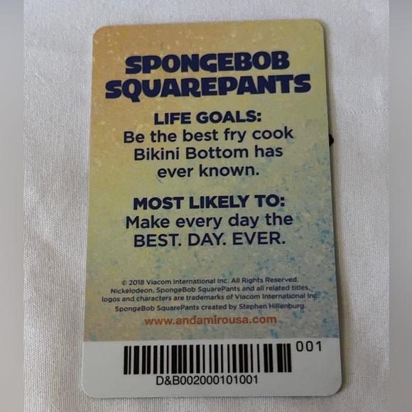 2018 SpongeBob Card Pusher Card SpongeBob SquarePants Dave And Busters Game Card - Picture 2 of 2
